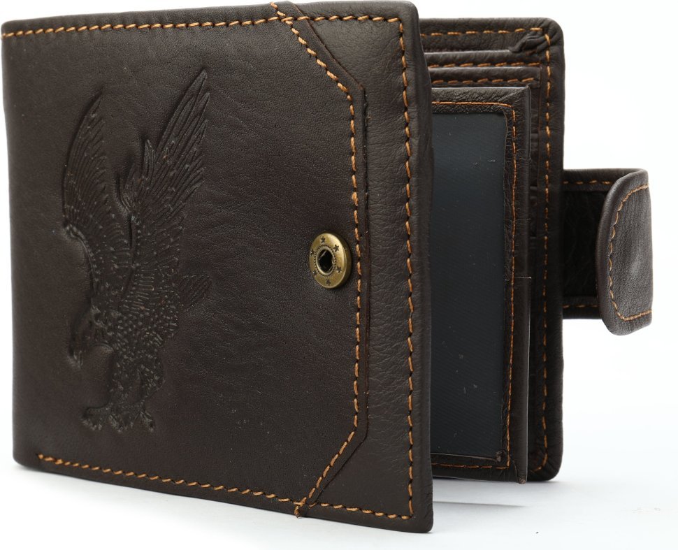 Чоловічий портмоне з натуральної шкіри коричневого кольору з орлом Vintage (2420231)