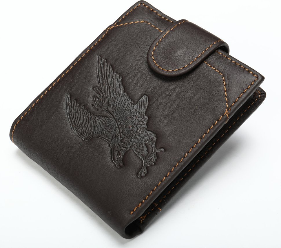Мужское портмоне из натуральной кожи коричневого цвета с орлом Vintage (2420231)