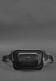 Кожаная сумка-трапеция на пояс в черном цвете BlankNote (42865)