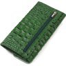 Длинный зеленый женский кошелек из натуральной кожи с тиснением под крокодила CANPELLINI (2421701) - 2