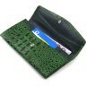 Довгий зелений жіночий гаманець із натуральної шкіри з тисненням під крокодила CANPELLINI (2421701) - 3