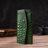 Длинный зеленый женский кошелек из натуральной кожи с тиснением под крокодила CANPELLINI (2421701) - 6