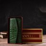 Довгий зелений жіночий гаманець із натуральної шкіри з тисненням під крокодила CANPELLINI (2421701) - 8