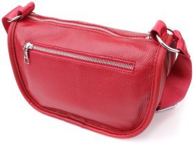 Напівкругла сумка для жінок із фактурної шкіри червоного кольору Vintage 103165