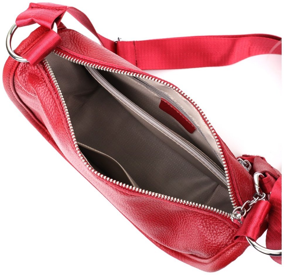 Напівкругла сумка для жінок із фактурної шкіри червоного кольору Vintage 103165 фото №7 Напівкругла сумка для жінок із фактурної шкіри червоного кольору Vintage 103165 modnotak фото №7