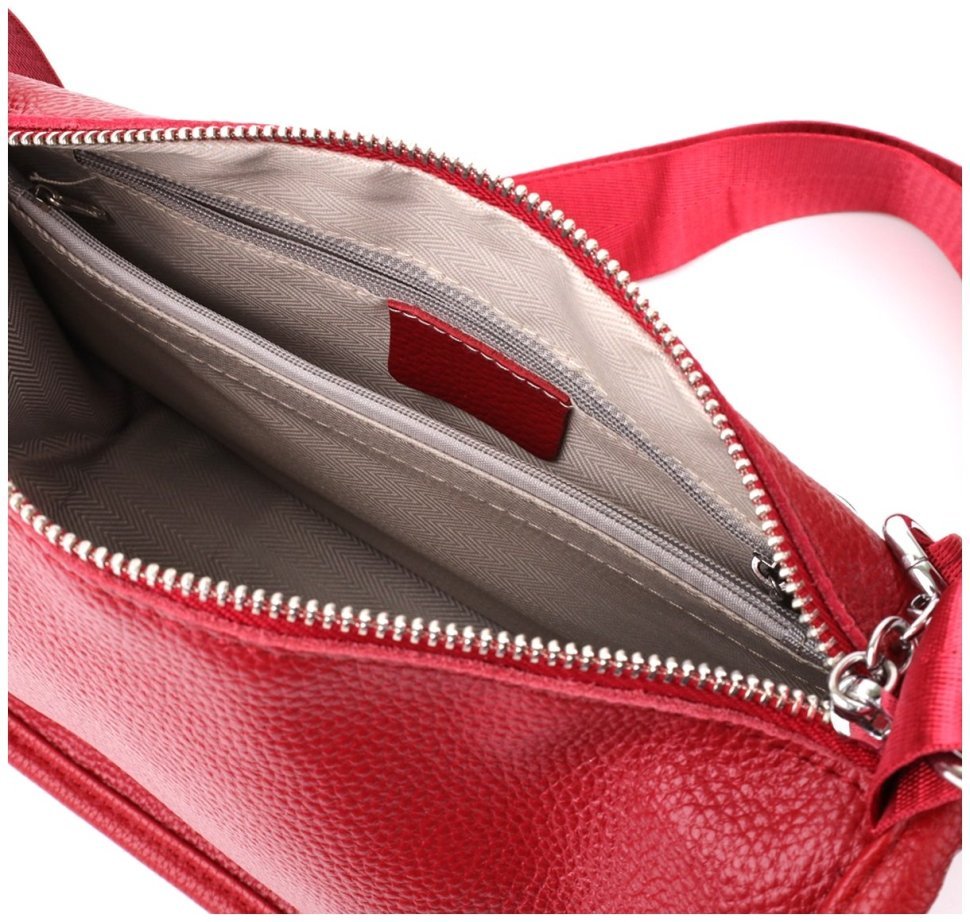 Напівкругла сумка для жінок із фактурної шкіри червоного кольору Vintage 103165 фото №8 Напівкругла сумка для жінок із фактурної шкіри червоного кольору Vintage 103165 modnotak фото №8