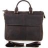 Кожаная деловая сумка коричневого цвета с отделением для ноутбука VINTAGE STYLE (14161) - 3
