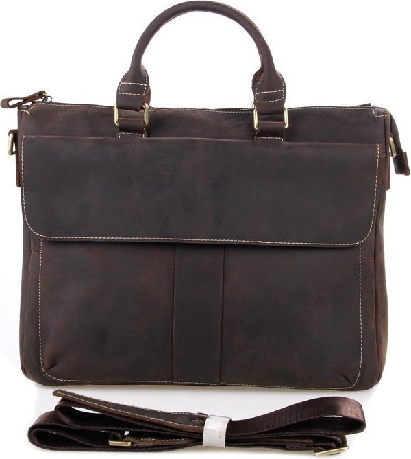Кожаная деловая сумка коричневого цвета с отделением для ноутбука VINTAGE STYLE (14161)