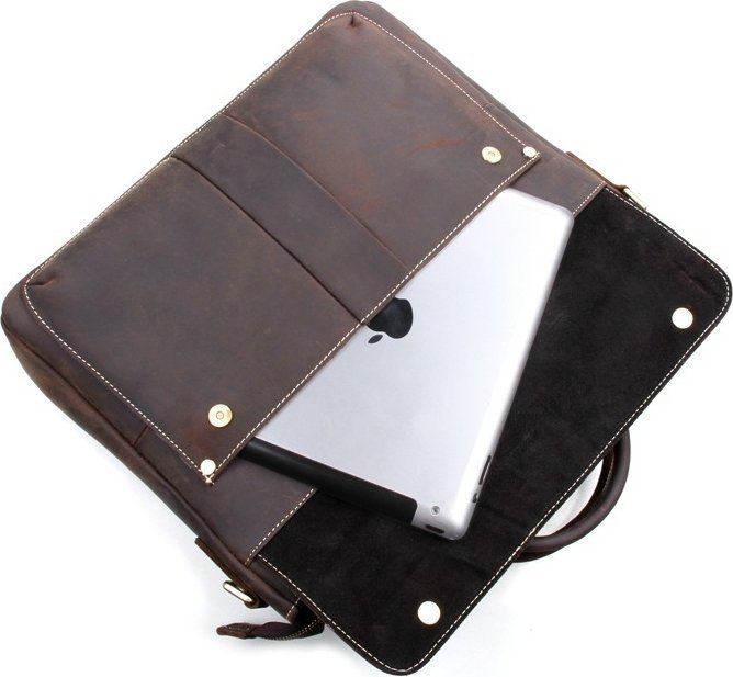 Шкіряна ділова сумка коричневого кольору з відділенням для ноутбука VINTAGE STYLE (14161)