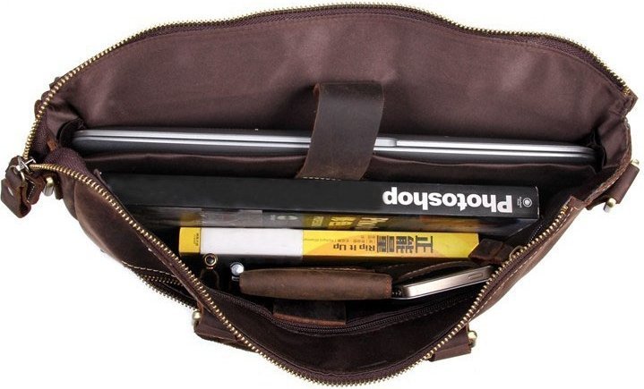Кожаная деловая сумка коричневого цвета с отделением для ноутбука VINTAGE STYLE (14161)