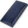 Мужской синий вертикальный бумажник из натуральной кожи с тиснением под крокодила CANPELLINI (2421901) - 2