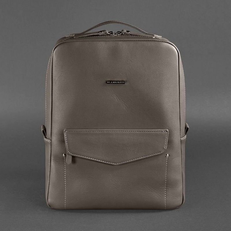 Шкіряний рюкзак темно-бежевого кольору на блискавці BlankNote Cooper (12844)