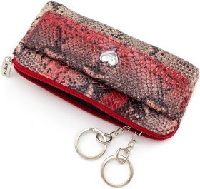 Добротная женская ключница из натуральной кожи с принтом под змею KARYA (15994)