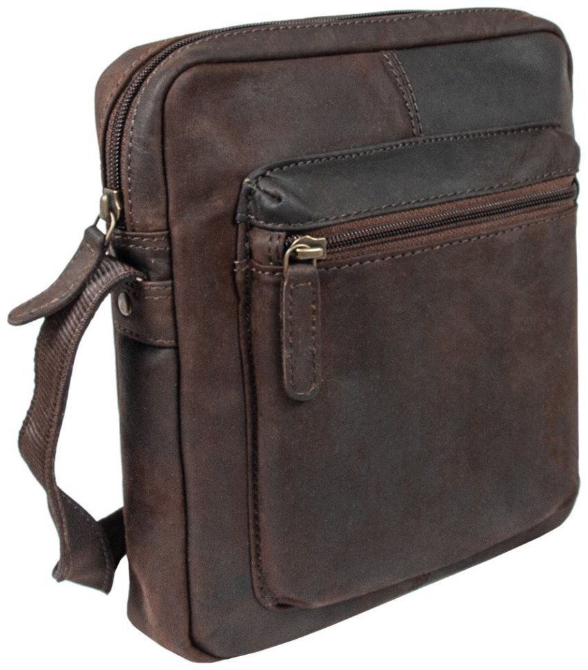 Деловая мужская сумка планшет из натуральной кожи через плечо Ashwood Patty коричневого цвета 94065 modnotak фото №2
