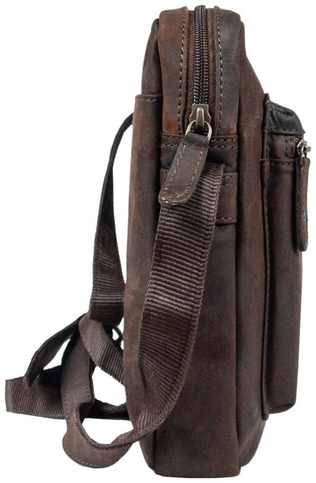 Деловая мужская сумка планшет из натуральной кожи через плечо Ashwood Patty коричневого цвета 94065 modnotak фото №3