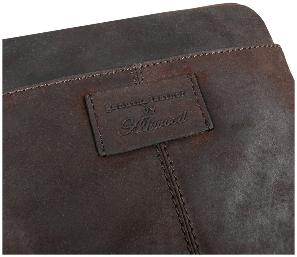 Деловая мужская сумка планшет из натуральной кожи через плечо Ashwood Patty коричневого цвета 94065 modnotak фото №6