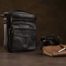 Черная мужская сумка на одно отделение из зернистой кожи Vintage (20203) - 9