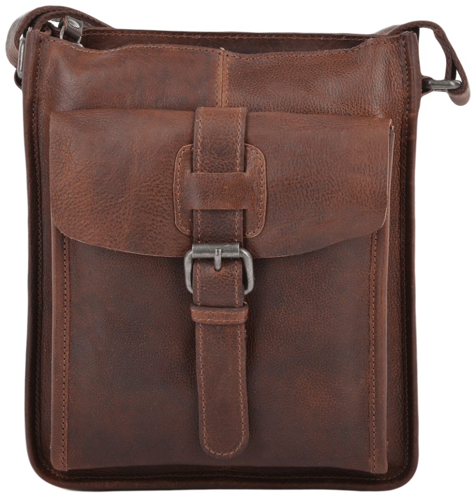 Мужская сумка из натуральной фактурной кожи коричневого цвета через плече Ashwood 94165 modnotak фото №1