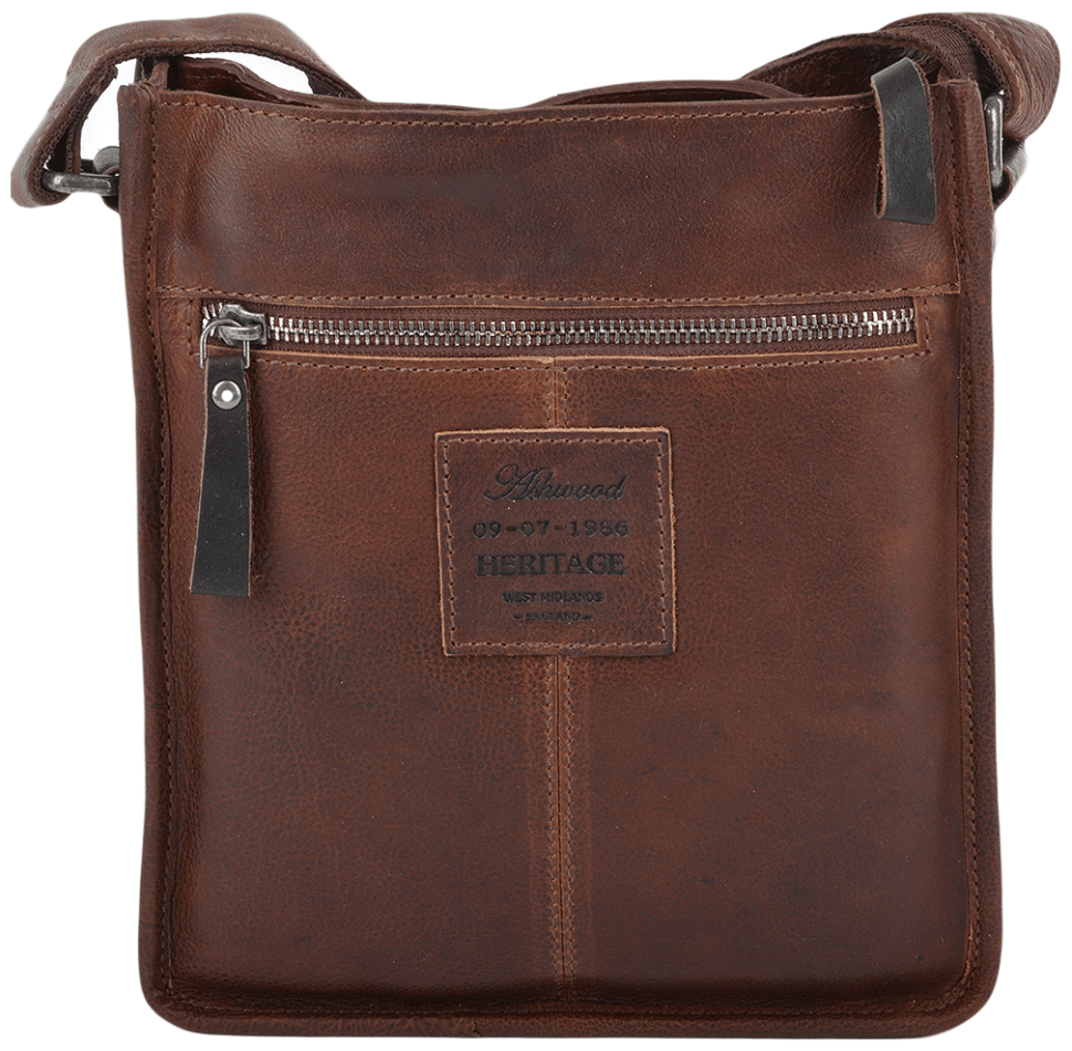 Мужская сумка из натуральной фактурной кожи коричневого цвета через плече Ashwood 94165 modnotak фото №3
