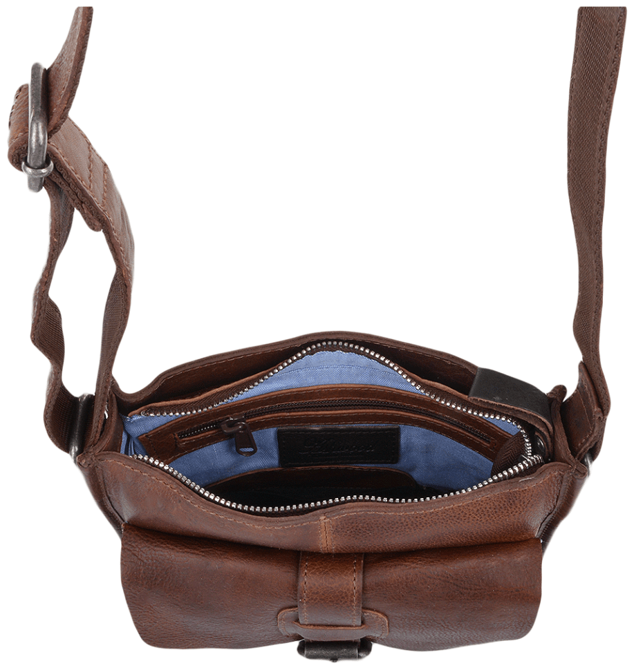 Мужская сумка из натуральной фактурной кожи коричневого цвета через плече Ashwood 94165 modnotak фото №4
