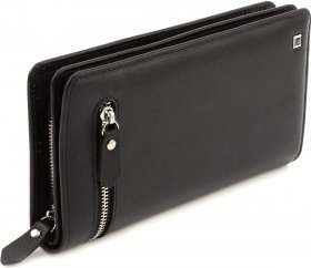 Великий солідний чоловічий гаманець з натуральної шкіри чорного кольору H-Leather Accessories (18521)