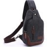 Чорна текстильна сумка-рюкзак через плече Vintage (20077) - 1
