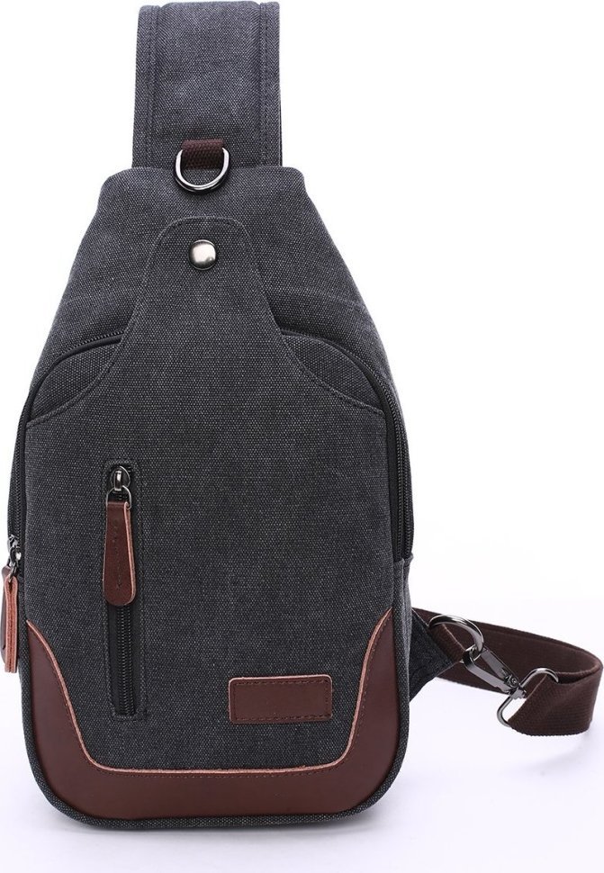Чорна текстильна сумка-рюкзак через плече Vintage (20077)