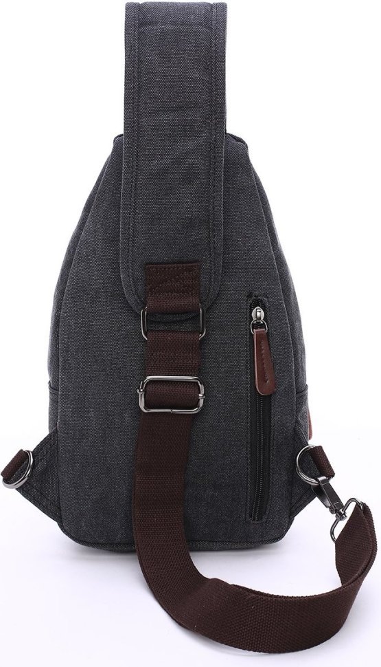 Черная текстильная сумка-рюкзак через плечо Vintage (20077)
