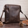 Винтажная мужская сумка-планшет вертикального типа из натуральной коричневой кожи SHVIGEL (11099) - 6