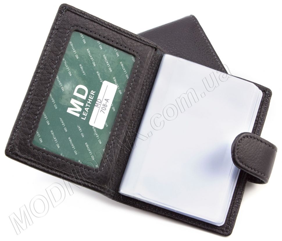 Компактна шкіряна Кредитница на застібці MD Leather MD 708-A