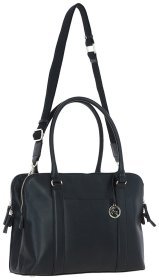 Деловая женская кожаная сумка с длинными ручками и плечевым ремнем Ashwood 94465 черная