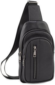 Сумка-слінг чоловіча Leather Collection 94565 (натуральна шкіра флотар, чорний колір)