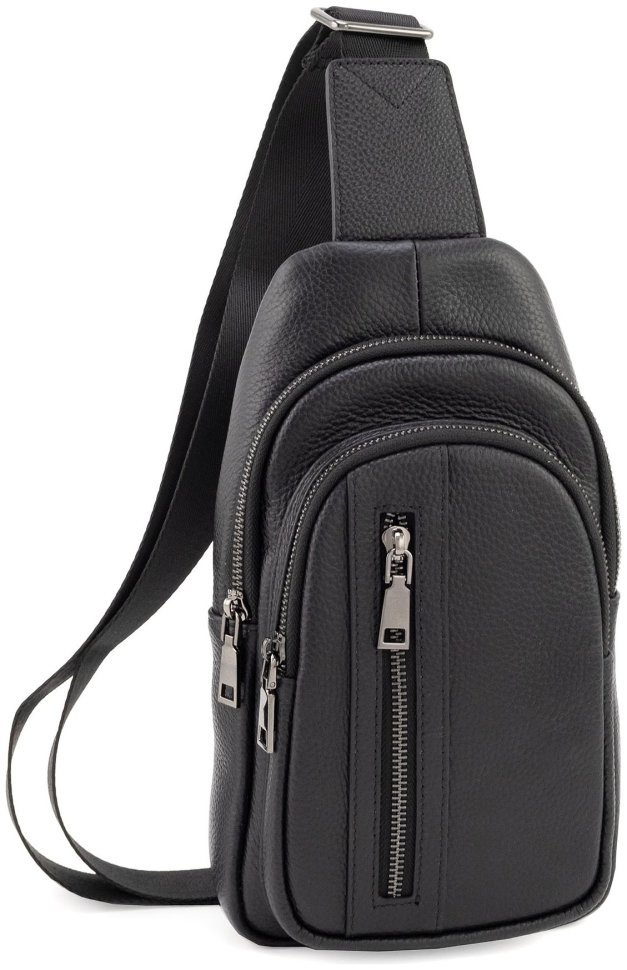 Сумка-слинг мужская Leather Collection 94565 (натуральная кожа флотар, черный цвет) modnotak фото №1