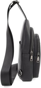 Сумка-слінг чоловіча Leather Collection 94565 (натуральна шкіра флотар, чорний колір)