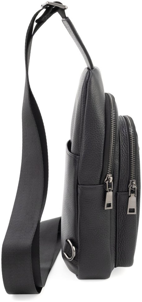 Сумка-слинг мужская Leather Collection 94565 (натуральная кожа флотар, черный цвет) modnotak фото №2