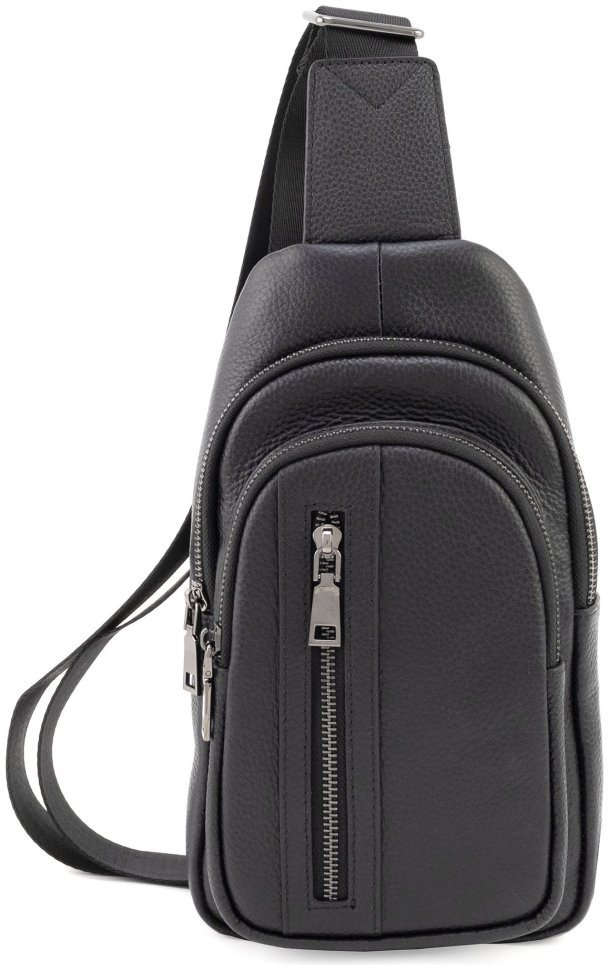 Сумка-слинг мужская Leather Collection 94565 (натуральная кожа флотар, черный цвет) modnotak фото №4