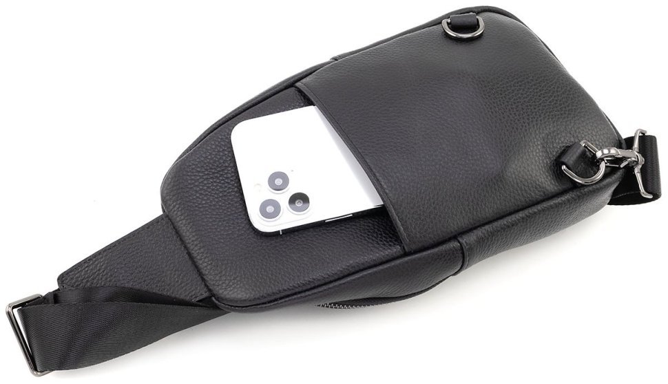 Сумка-слинг мужская Leather Collection 94565 (натуральная кожа флотар, черный цвет) modnotak фото №6