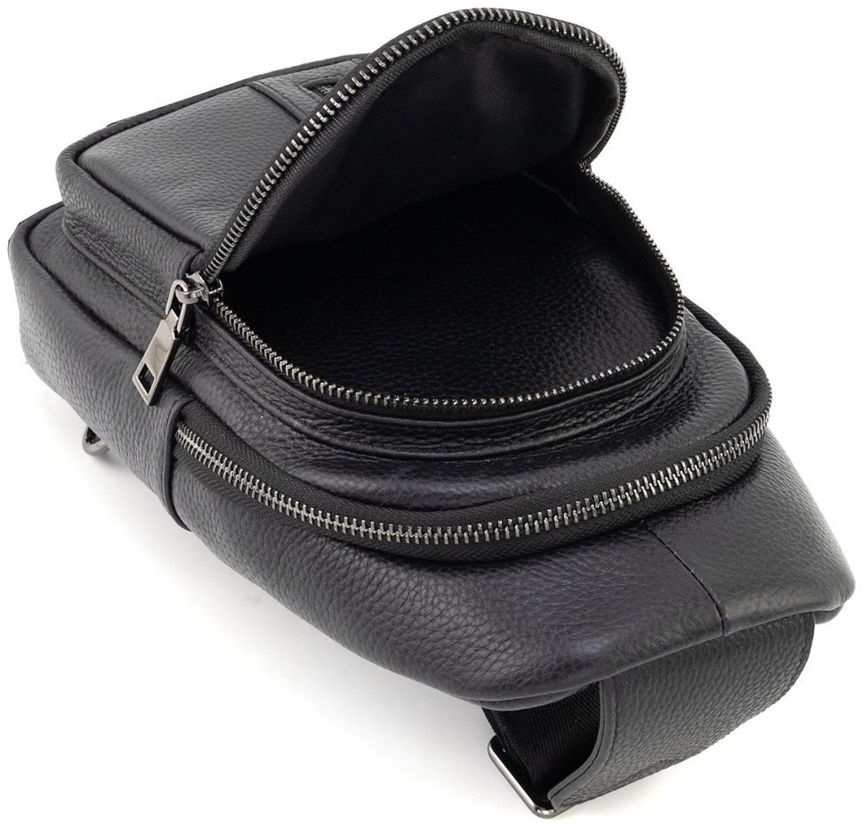 Сумка-слинг мужская Leather Collection 94565 (натуральная кожа флотар, черный цвет) modnotak фото №7