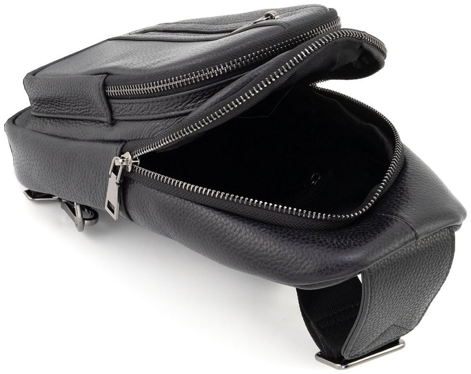 Сумка-слинг мужская Leather Collection 94565 (натуральная кожа флотар, черный цвет) modnotak фото №8