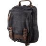 Чорна текстильна сумка-рюкзак на одне плече Vintage (20143) - 1
