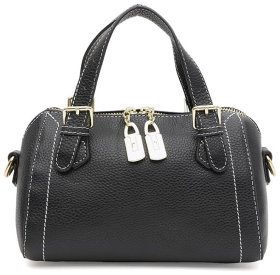 Женская сумка из натуральной зернистой кожи Borsa Leather 94665 чёрного цвета