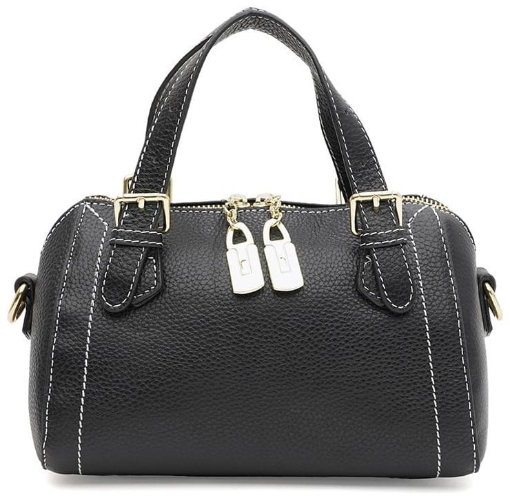 Женская сумка из натуральной зернистой кожи Borsa Leather 94665 чёрного цвета фото №1 Женская сумка из натуральной зернистой кожи Borsa Leather 94665 чёрного цвета modnotak фото №1