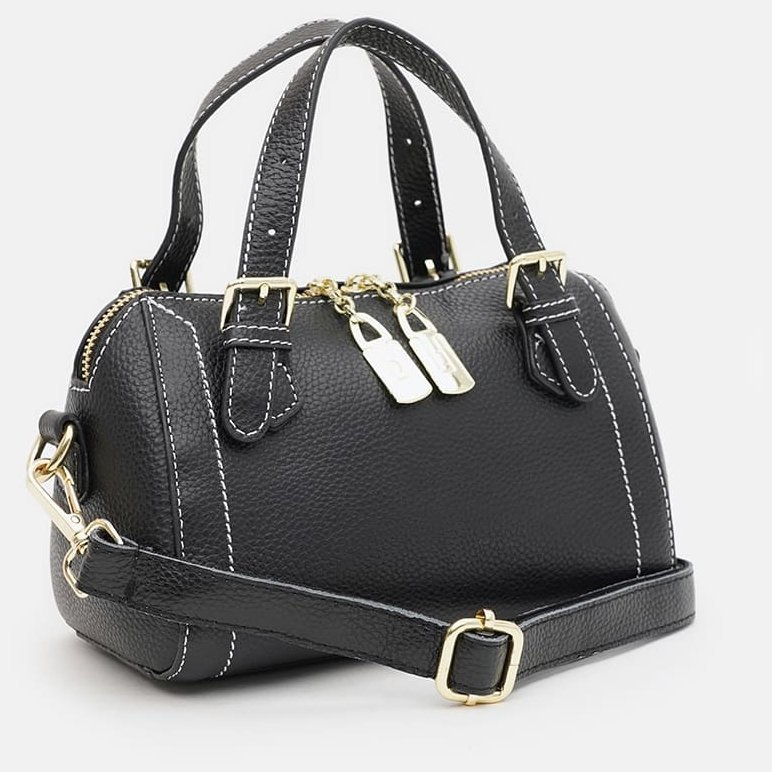 Женская сумка из натуральной зернистой кожи Borsa Leather 94665 чёрного цвета фото №2 Женская сумка из натуральной зернистой кожи Borsa Leather 94665 чёрного цвета modnotak фото №2