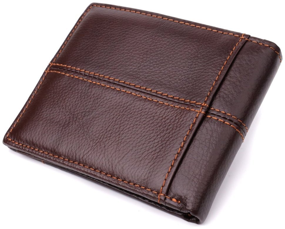 Мужской кожаный кошелек без застежки с монетницей Vintage 94865 коричневого цвета modnotak фото №2