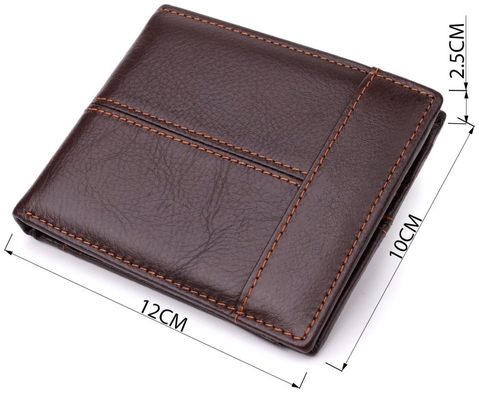 Мужской кожаный кошелек без застежки с монетницей Vintage 94865 коричневого цвета modnotak фото №3