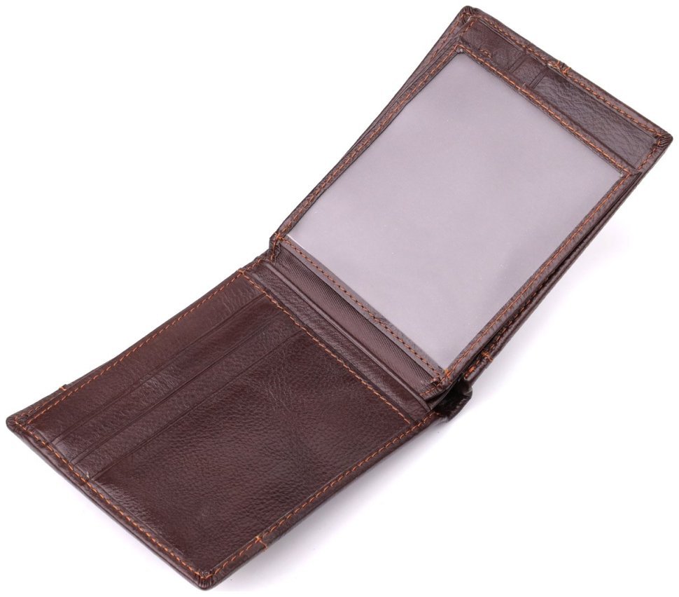 Мужской кожаный кошелек без застежки с монетницей Vintage 94865 коричневого цвета modnotak фото №5