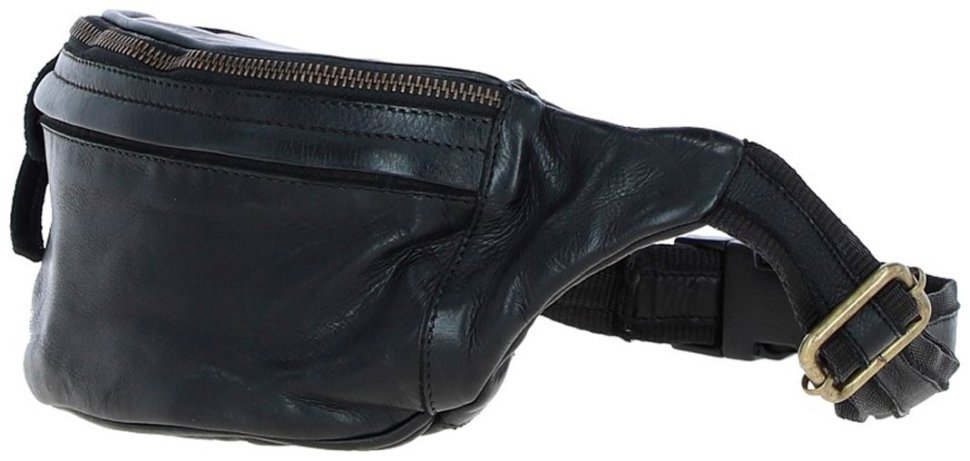 Кожаная сумка бананка на 1 вместительное отделение Ashwood D102 черного цвета 95465 modnotak фото №3