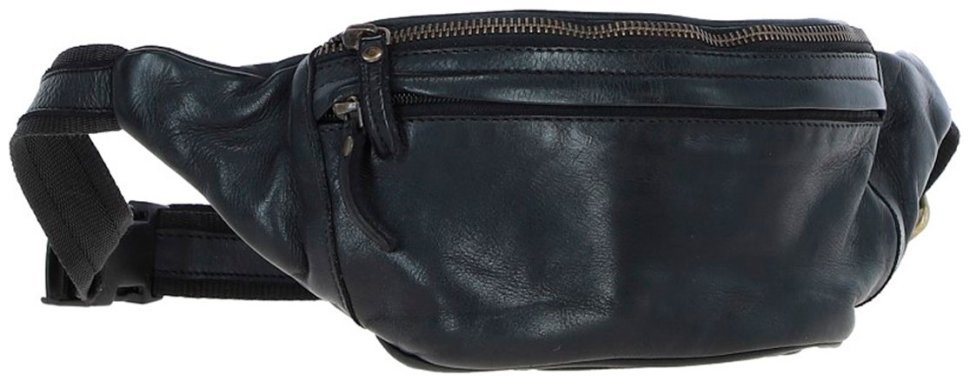 Кожаная сумка бананка на 1 вместительное отделение Ashwood D102 черного цвета 95465 modnotak фото №10