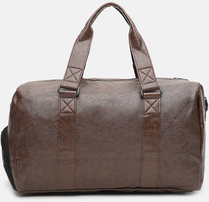 Мужская дорожная сумка коричневого цвета из кожзама с ручками Monsen (21404)