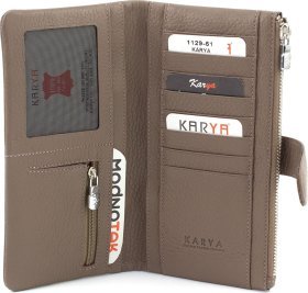 Жіночий шкіряний купюник у кольорі тауп KARYA (55865)